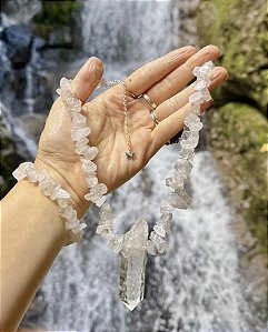 Colar Quartzo Cristal - Prata