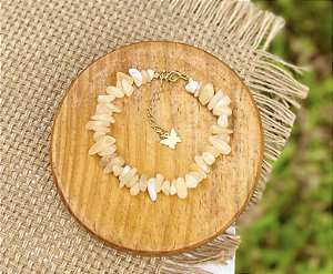 Pulseira Calcita Amarela - Dourada