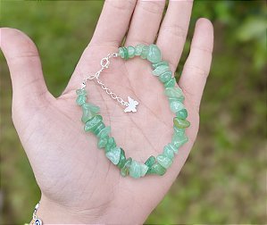 Pulseira Quartzo Verde - Prata