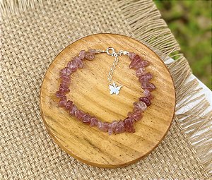 Pulseira Quartzo Morango - Prata