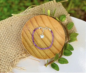Pulseira Ametista 3mm - Prata