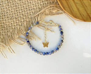 Pulseira Sodalita - Dourado