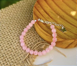 Pulseira Quartzo Rosa - Prata