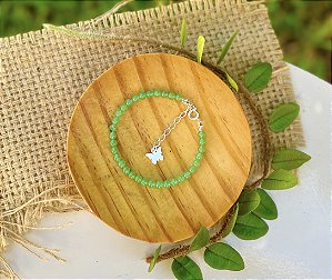 Pulseira Quartzo Verde 4mm - Prata