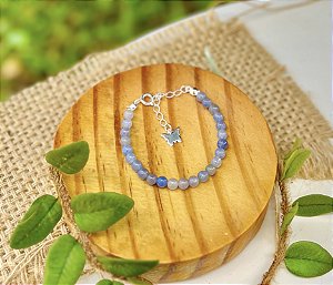 Pulseira Quartzo Azul 4mm - Prata