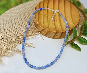 Gargantilha Quartzo Azul 4mm - Prata