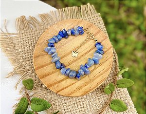 Pulseira Quartzo Azul - Dourada