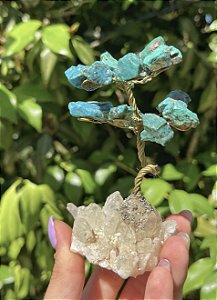 Árvore da Felicidade - Quartzo Cristal com Crisocola