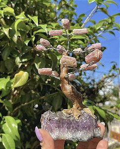 Árvore da Felicidade - Ametista com Turmalina Rosa