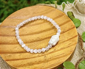 Pulseira Selenita Branca com Buda - 4mm