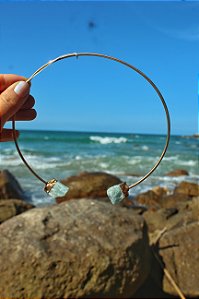 Gargantilha Água Marinha - Dourada