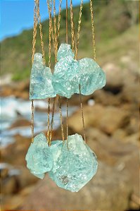 Colar Água Marinha - Dourado