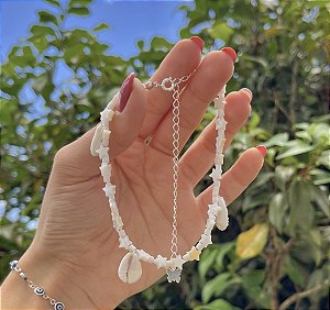 Tornozeleira Madrepérola com Búzios - Prata