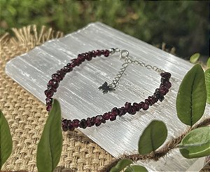 Pulseira Granada Vermelha - Prata