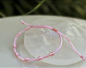 Pulseira Kabbalah 7 nós - Rosa