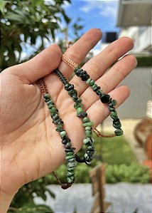 Pulseira Zoisita com Rubi - Macramê