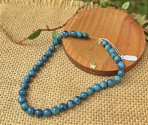 Gargantilha Apatita Azul - Dourada