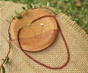 Gargantilha Jaspe Vermelha - Dourada