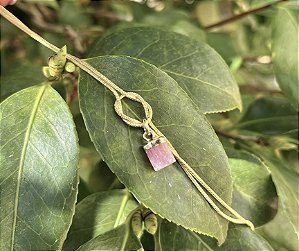 Pulseira Turmalina Rosa - Dourada