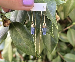 Brinco Fada Cianita Azul - Dourado