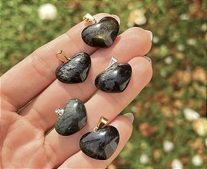 Pingente Obsidiana Gold - Coração