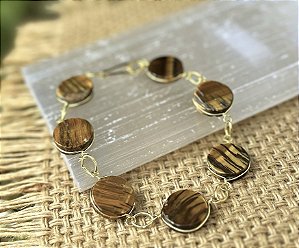 Pulseira Olho de Tigre - Dourada