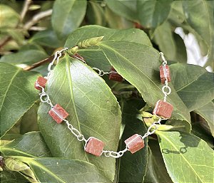 Pulseira Jaspe Vermelha - Prata