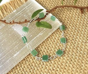 Pulseira Quartzo Verde - Prata