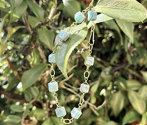 Pulseira Amazonita - Dourada