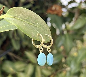 Brinco Argola Mini Turquesa - Dourado
