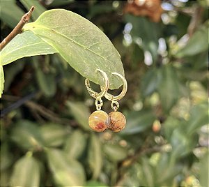 Brinco Argola Mini Jaspe Paisagem - Dourado
