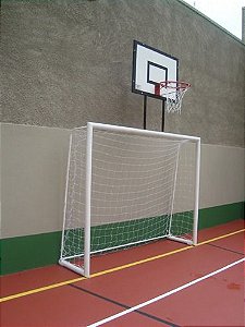 Trave de futsal 2,50m x 2,00m x 0,60cm conjugada com tabela de basquete 1,10 x 0,80