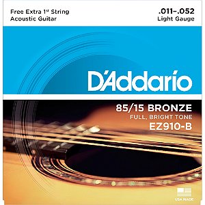 Encordoamento para Violão Cordas Aço 011 Bronze Daddario Ez910B Light