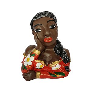 Boneca Namoradeira de Janela em Gesso Detalhes Vermelhos Sudeste Rústico