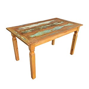 Mesa em madeira 140 x 70 com tinta pátina em demolição Sudeste Rústico
