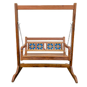 Banco Balanço Para Jardim com Ladrilho Madeira de Demolição Sudeste Rústico