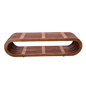 Banco Oval Ripado em Madeira Maciça 160x40x45 Sudeste Rústico