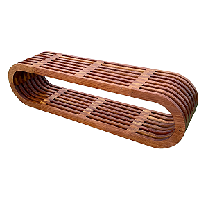 Banco Oval Ripado Madeira Maciça 180x40x45 Sudeste Rústico