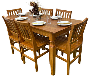Mesa de Jantar em Madeira 160 x 80 com 6 Cadeiras Ana Hickmann Sudeste Rústico