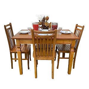 Mesa Madeira de Demolição 120cm x 80cm com 4 Cadeiras Pequim de jantar Sudeste Rústico