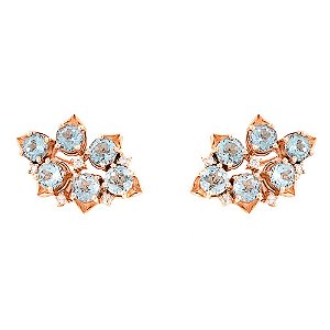 BRINCO EAR CUFF LUZ DA VIDA TOPÁZIOS AZUL E BRILHANTES
