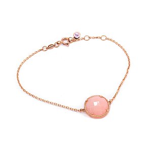 PULSEIRA PEDRAS VIVAS OPALA ROSA E SAFIRA ROSA