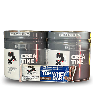 COMBO Força em dobro: 2 Creatinas Max Titanium 300g + Barrinha de Proteína