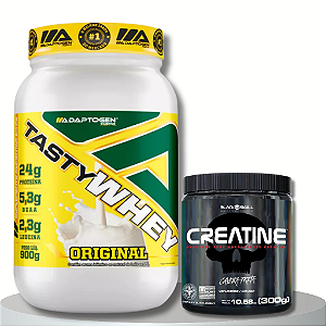 Combo: Tasty Whey + Creatina 300g 100% Pura Black Skull
