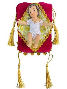 Menino Jesus em resina importada com almofada