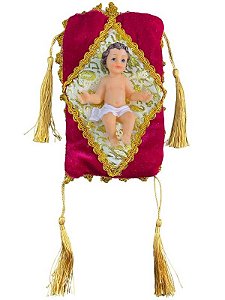 Menino Jesus em resina importada com almofada 9cm