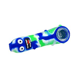 Pipe De Vidro Com Silicone - Ameba Azul