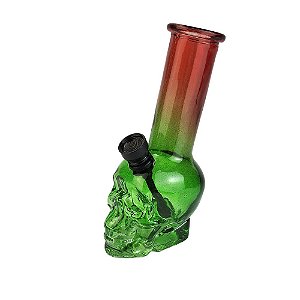 Bong De Vidro DK Mini Skull Colors - Verde/Vermelho