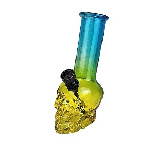 Bong De Vidro DK Mini Skull Colors - Azul/Amarelo