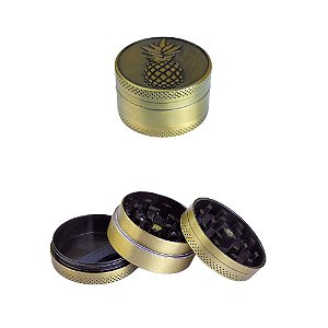 Dichavador De Metal Masterdam 3 Partes Médio Dourado - Abacaxi